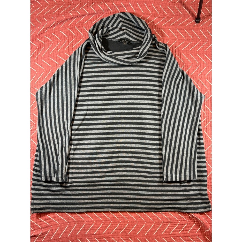 Talbots Striped Cowl Neck Long‎ Sleeve Top Shirt Womens Size Medium